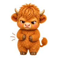 Hazel Highland Cow, hangry