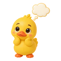 Sunny the duck with an empty thought bubble
