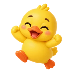 Sunny the duck leaping with wings up