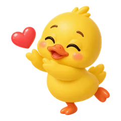Sunny the duck blowing a heart