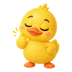 Sunny the duck, eyes closed, very pleased