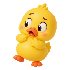 Sunny the duck, wide-eyed